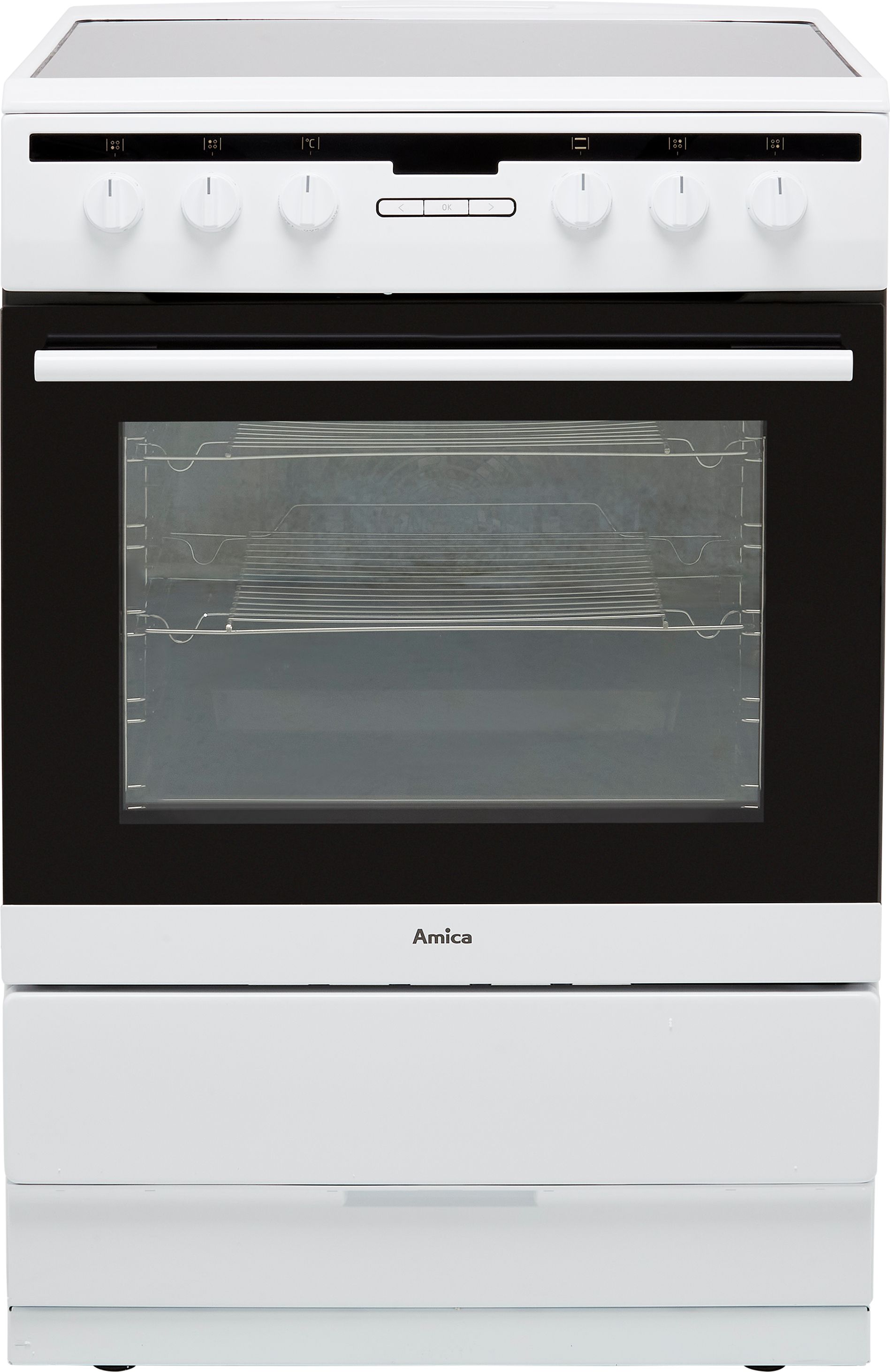 Amica 608CE2TAW 60cm Electric Cooker with Ceramic Hob - White - A Rated